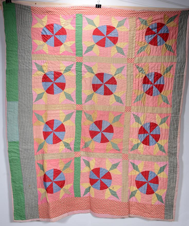 Possibly Af Am. Red & Blue Trestle Pattern Quilt. (1 of 3)