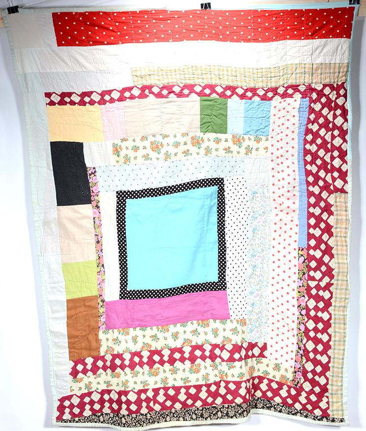 African Am (attrib) Abstract Cabin Strip Quilt Top. (1 of 2)