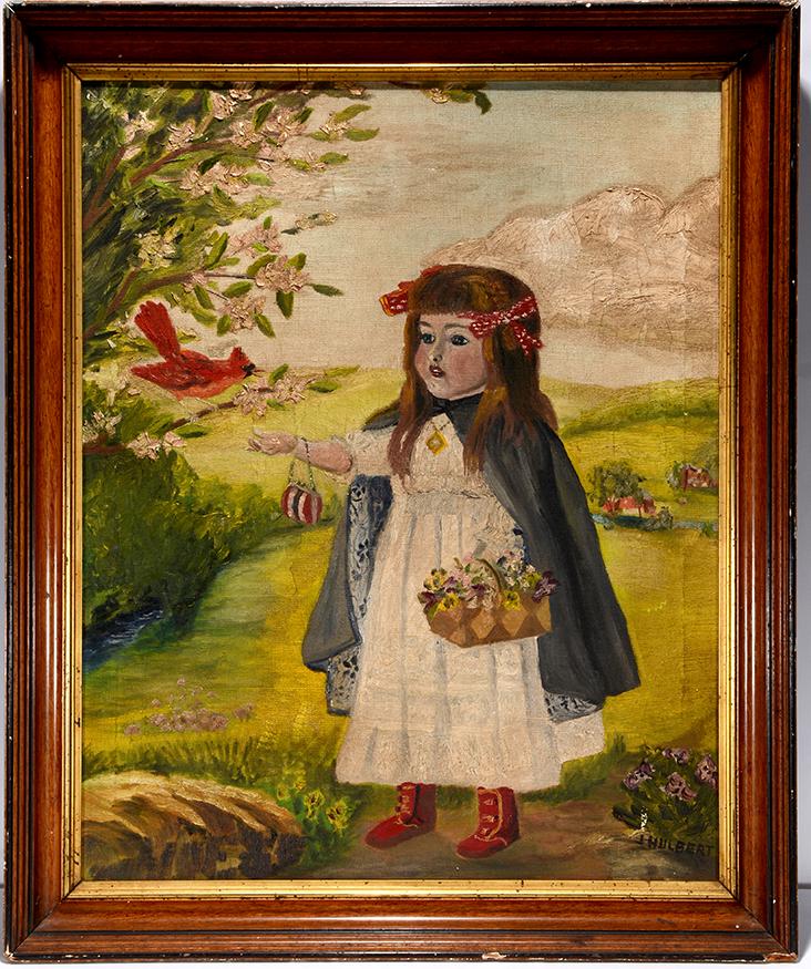 J. Halbert. Girl with Cardinal. (1 of 3)