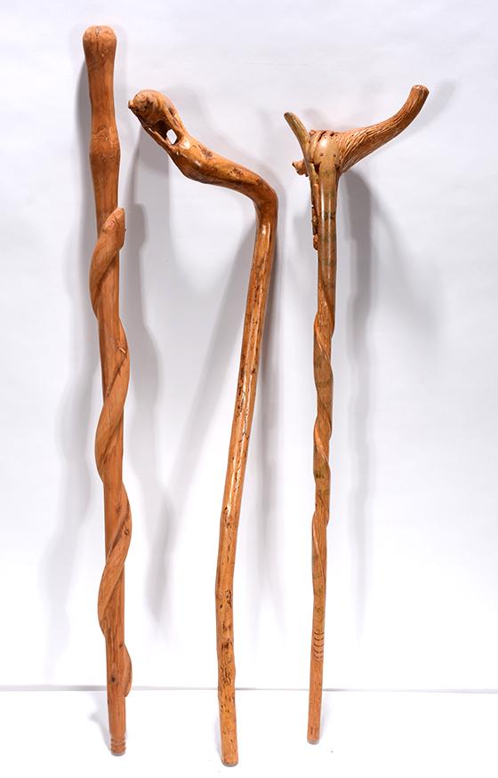 3 Natural Wood Animal & Snake Canes. (1 of 4)