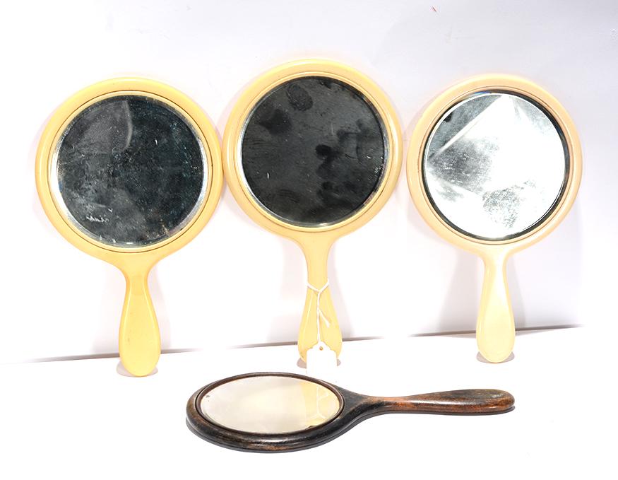 Four Hand Mirrors.: Group of Four Hand Mirrors. All in great condition. Each is 11" x 7". Provenance: The Ames Gallery. Est. $100-200. Ship: $35