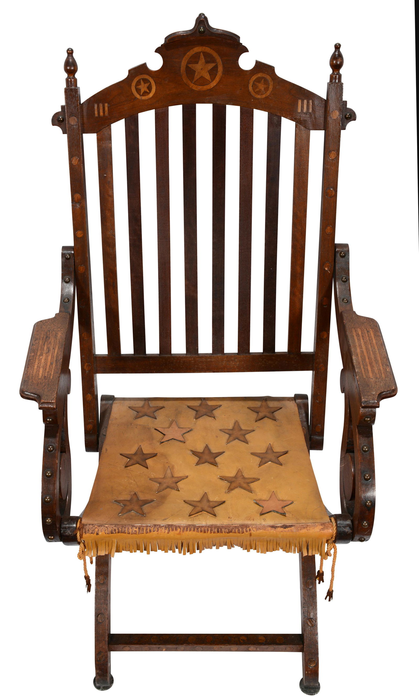 Leather Folding Chair With Star Seat. (1 of 6)