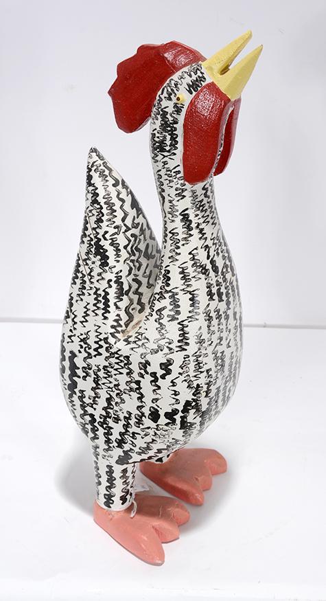 Lonnie Money. Rooster.: Lonnie Money. Rooster. Signed. Carved and painted wood. Excellent condition. 16”h. Provenance: The personal estate of Robert Cargo. Est. $100-200. Ship: $45