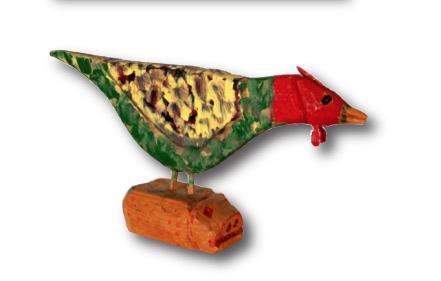 Carl McKenzie. Rooster On Pig.: Carl McKenzie. Rooster On Pig. 1991. Signed. Carved and painted wood. Great condition. 5.5”x 11” x 2”. Est. $100-200. Ship: $35