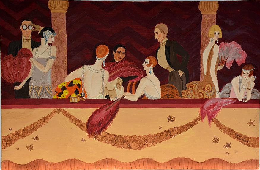 D. Deming. Homage to George Barbier.: D. Deming. Homage to George Barbier. Roaring 20's Carnegie Hall. 1979. Signed and dated. Oil on canvas. Great condition. 36" x 24". Est. $50-75. Ship: $75