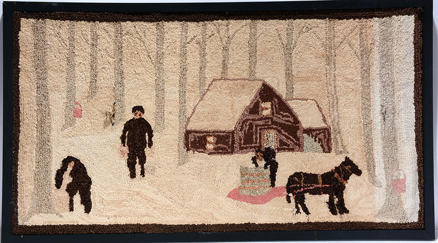 Winter Syrup Scene Hooked Rug. (1 of 2)