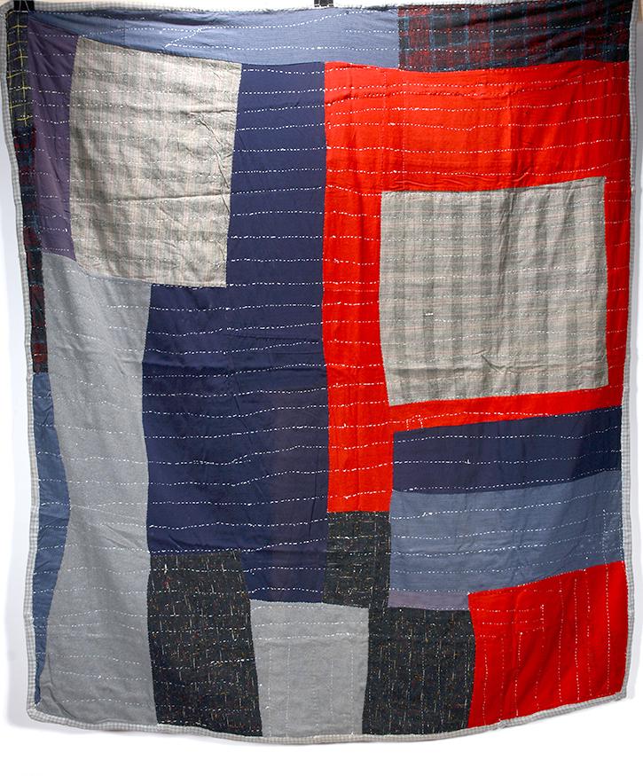 Abstract Large Piece Cotton & Wool Quilt. (1 of 3)