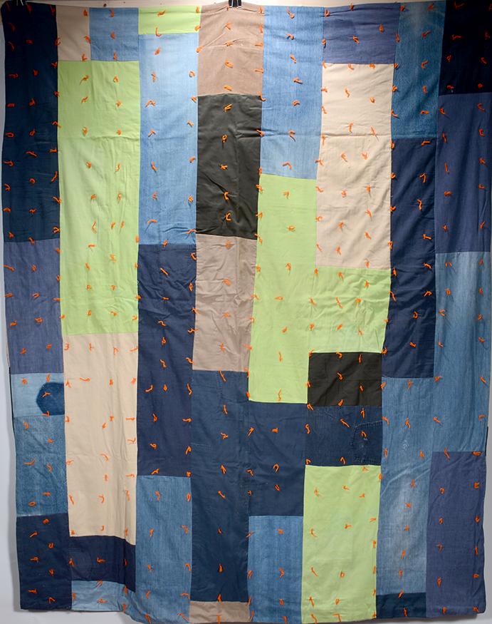 Possibly Af Am. Lg Bold Strip Dbl-sided Quilt. (1 of 3)