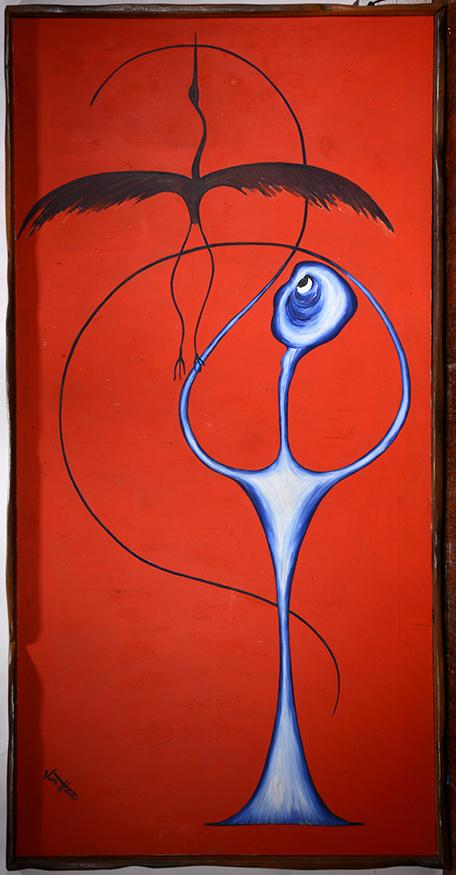 John Van Haver. Tall Blue Man With Phoenix. (1 of 3)