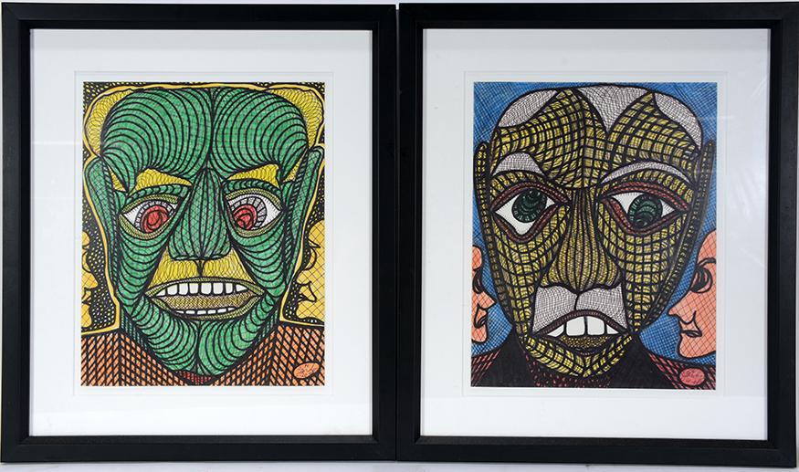 Ted Gordon. Green Face & Yellow Face. (1 of 3)