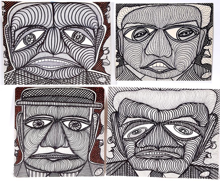 Ted Gordon. 4 Black & White Faces. (1 of 2)