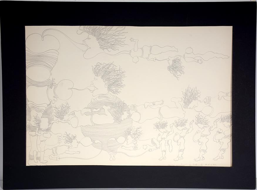 Jan Dobkowski. Erotic Drawing.: Jan Dobkowski. Erotic Drawing. 1972. Signed and dated. Graphite on paper. Excellent condition. Image is 29" w x 20" h. Est. $200-400. Ship: $55