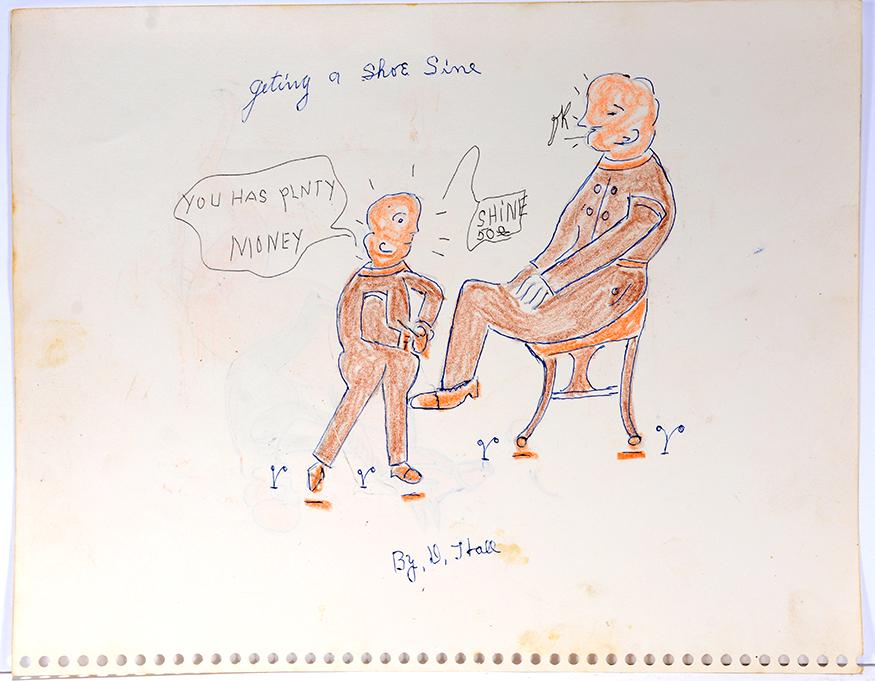 Dilmus Hall. Getting A Shoe Shine. (1 of 1)