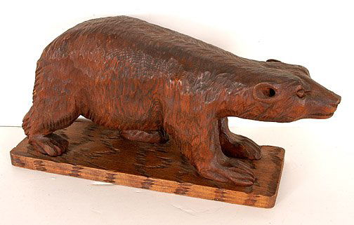 Clarence Stringfield, Bear.: 1969. Carved wood. 14" x 6.5" x 4". Excellent condition. Est. $1,000-1,500. Ship: $30