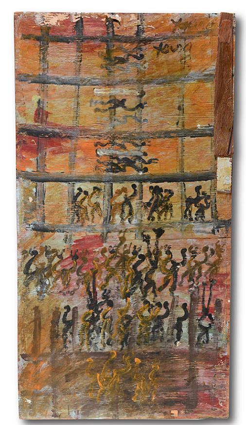 Purvis Young. People In High Rise Window. (1 of 3)