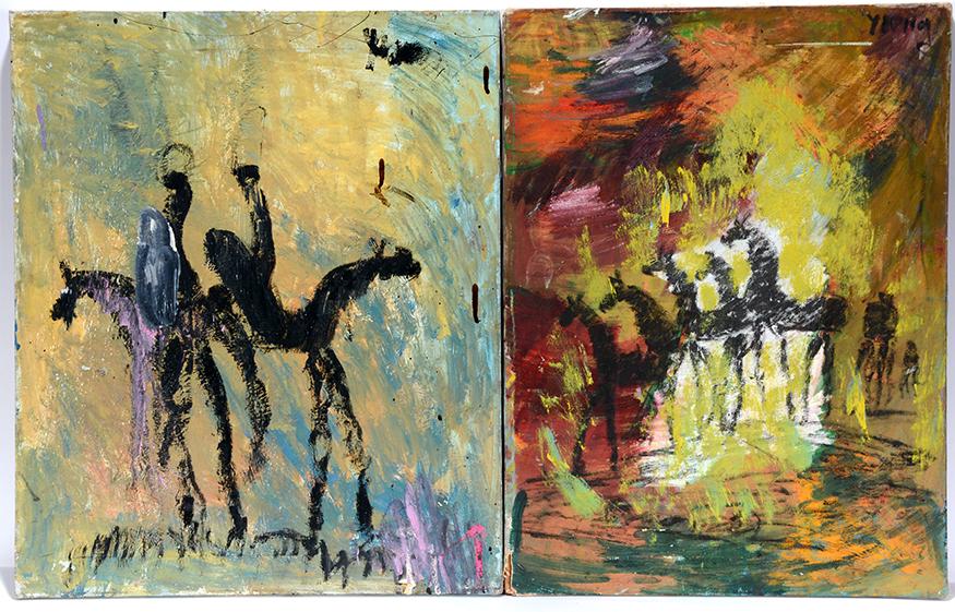 Purvis Young. Horse Paintings On Canvas. (1 of 3)
