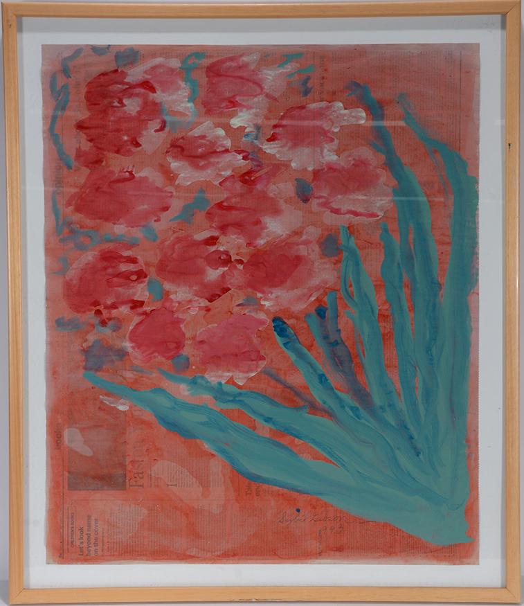 Sybil Gibson. Floral Red & Turquoise. (1 of 2)