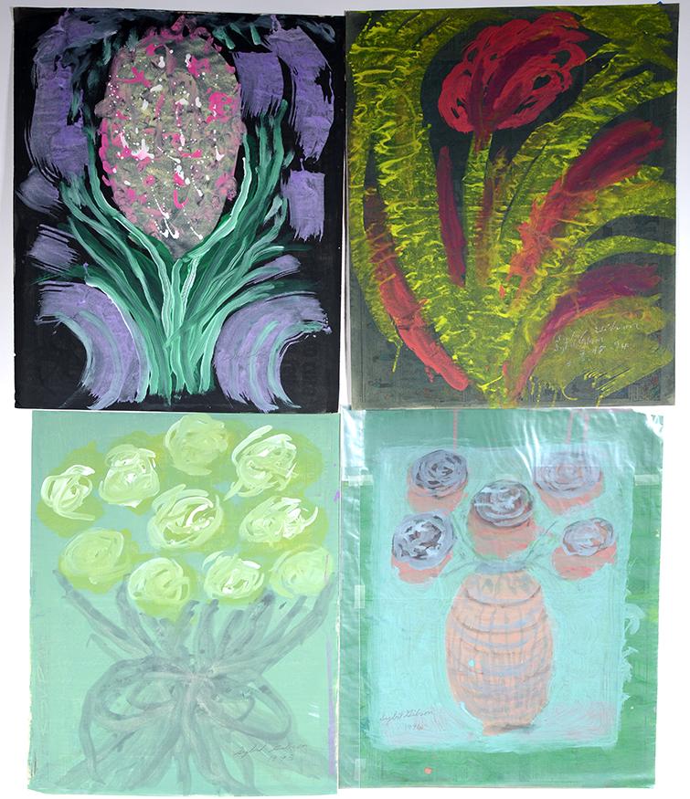 Sybil Gibson. 4 Works Featuring Flowers. (1 of 2)