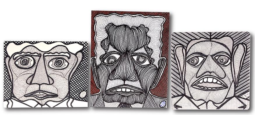 Ted Gordon. Works Facts, Fading Hoping & All Ears.: Ted Gordon. Works Facts, Fading Hoping, & All Ears. 1990-97. Signed, dated and titled. Ink and marker on cardstock. Excellent condition. Average size is 9” x 8”. Est. $300-600. Ship: $35