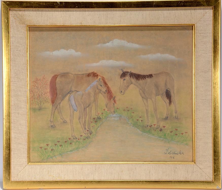 Lawrence Lebduska. Horse At Pond. (1 of 3)