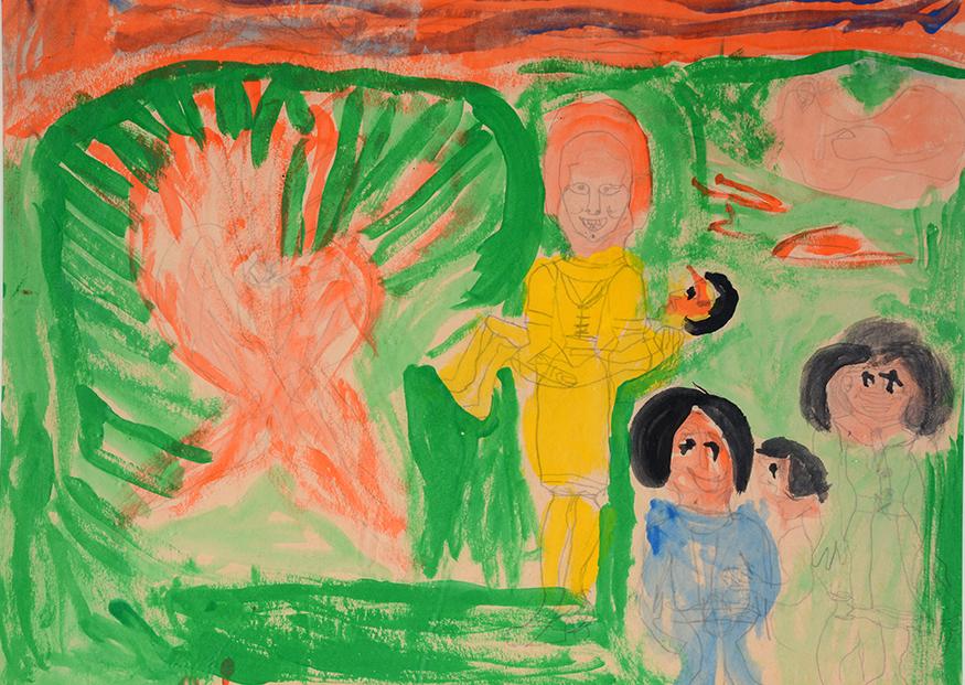 Georgia Speller. Family.: Georgia Speller. Family. Tempera and graphite on paper. Image is 23” x 17”. Frame is 30” x 24”. Excellent condition. Est. $400-600. Ship: $55