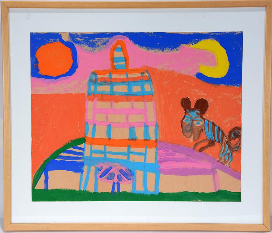 Georgia Speller. Building.: Georgia Speller. Building. Tempera and graphite on paper. Image is 22” x 18”. Frame is 28” x 24”. Excellent condition. Est. $400-600. Ship: $55