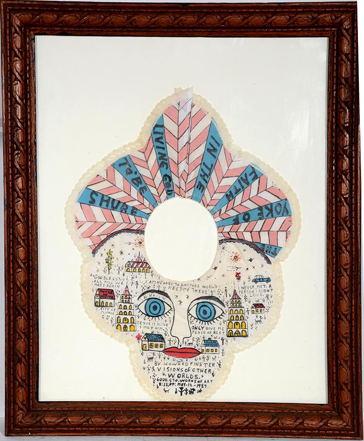 Howard Finster. Faith of Yoke.: Howard Finster. In The Faith of Yoke. 1987. #6,570. Printed cloth. Great condition. 19” x 23” with frame. Est. $100-200. Ship: $45