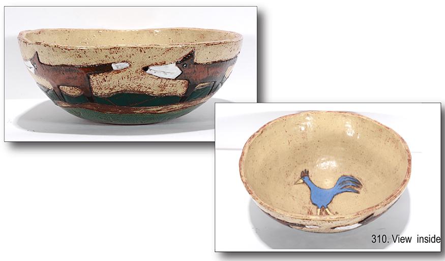 Minnie Adkins. Bowl With Foxes & Chicken. (1 of 4)