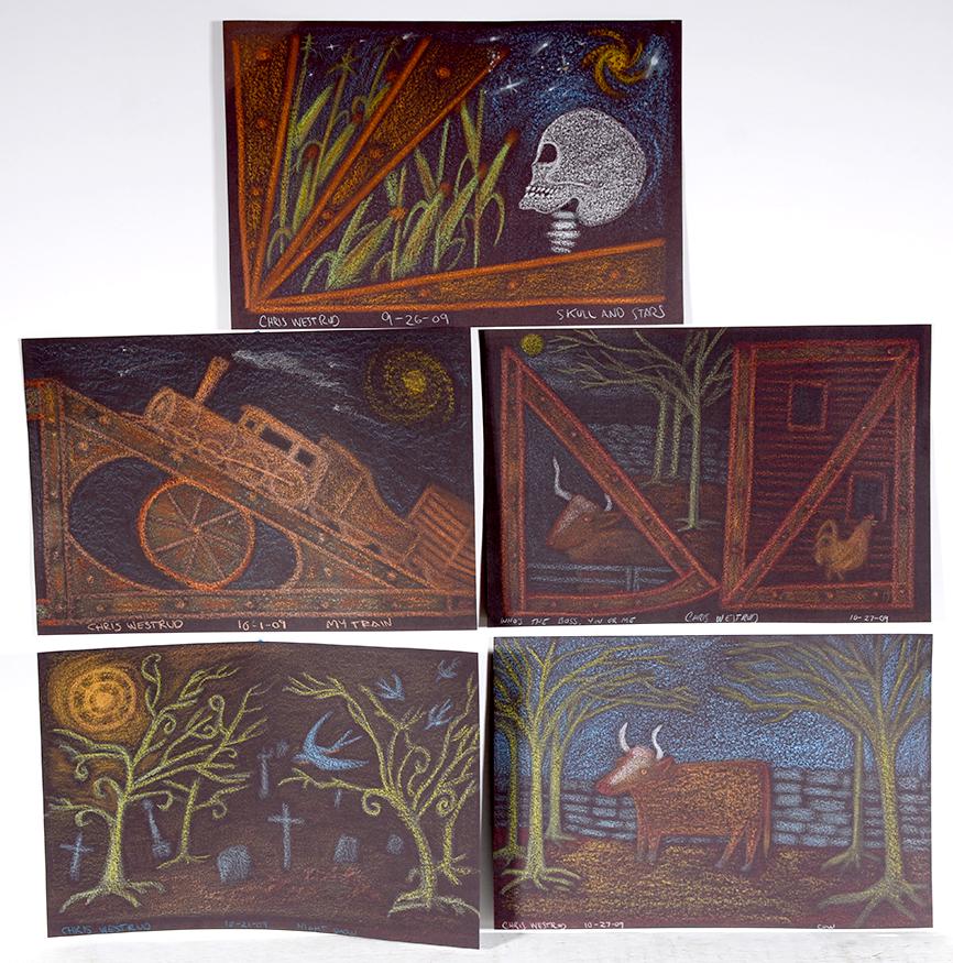 Chris Westrud. 5 Drawings On Black Paper. (1 of 4)