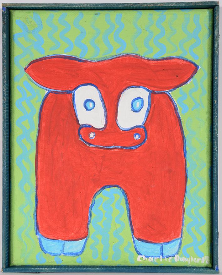 Charlie Dingler. Red Cow.: Charlie Dingler. Red Cow. Signed. Oil on canvas. Great condition. 8” x 10”. Proceeds to benefit The Paradise Garden Foundation. Est. $50-75. Ship: $25