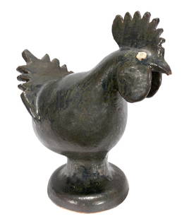 Reggie Meaders. Experimental Glaze Rooster.: Reggie Meaders (1919-2009)Experimental Glaze RoosterSigned. Not dated.Mint condition.12” h.Est. $500-800. Ship: $55