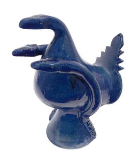 Edwin Meaders. 3-Headed Snake Rooster.: Edwin 'Nub' Meaders (1921-2015)Unusual 3-Headed Snake Rooster.2011. Signed and dated.Cobalt glaze.Mint condition. 13”&#8200;h.Est. $500-800. Ship: $85