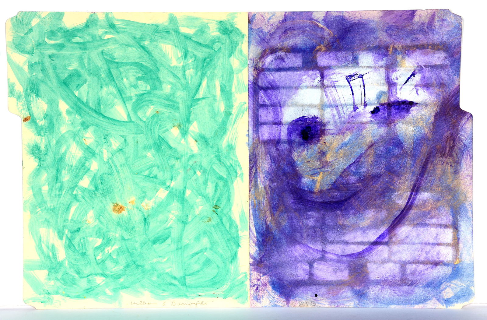 William S. Burroughs. Green Abstract, Blue Face. (1 of 4)