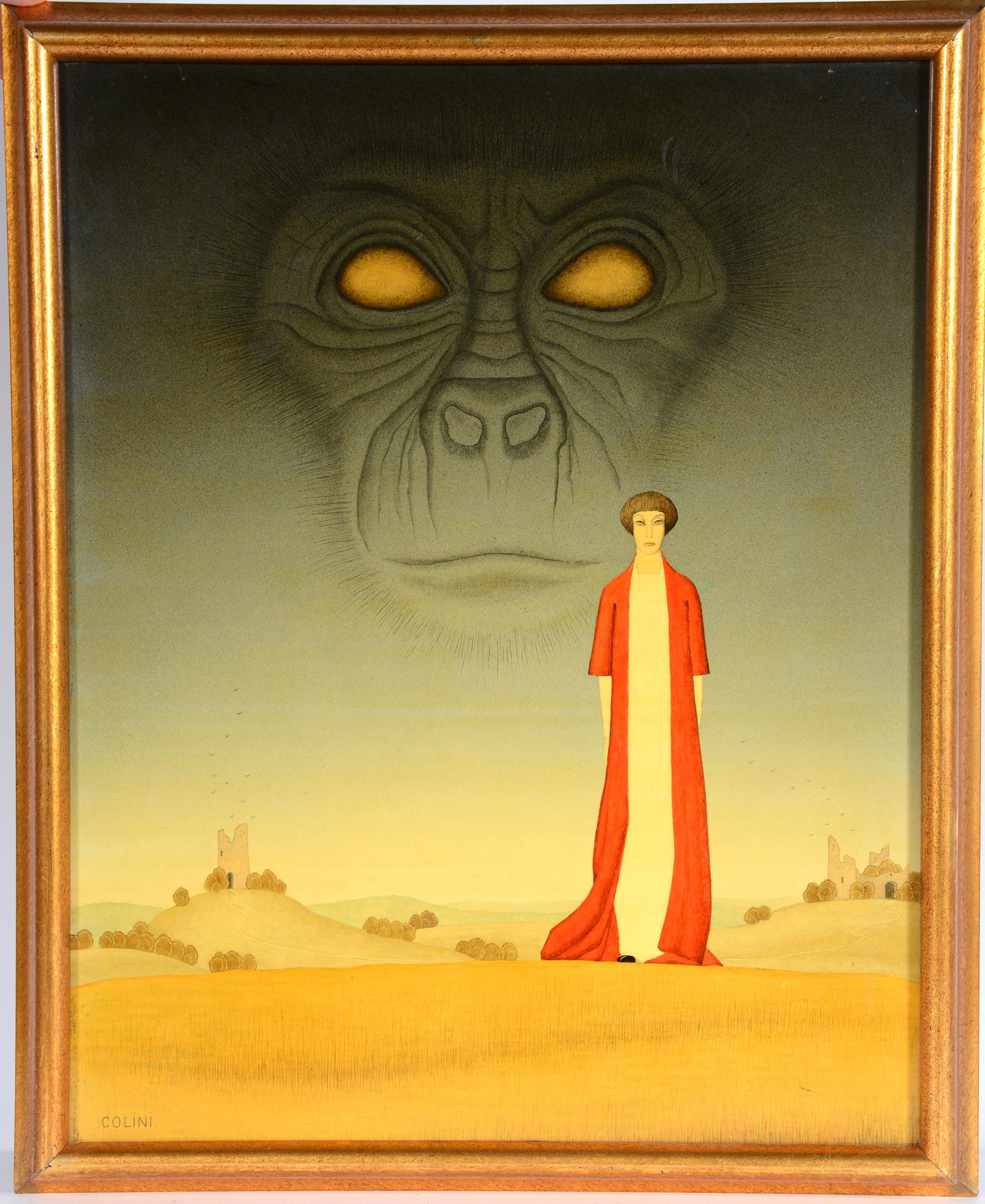 Vojem Wilhelm Colini. Liebestraum III.: Vojem Wilhelm Colini. (1924-2010) Liebestraum III. 1976. #132. Signed, dated, titled and numbered. Egg tempera on board. 15.5” w x 19.5” h. Frame is 18” w x 22” h. Provenance: Acqu