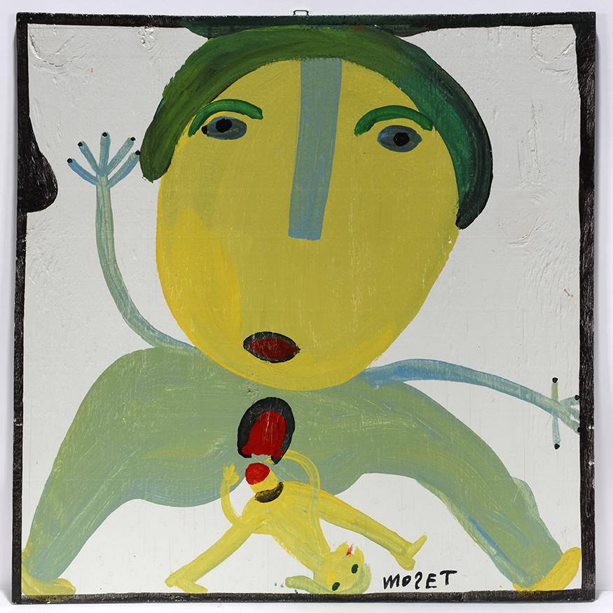 Mose Tolliver. Erotic Couple.: Mose Tolliver (c. 1918-2006 - Alabama) Erotic Couple. Signed. Paint on board. Excellent condition. 24" x 24". Consignor purchased directly from Mose Tolliver. Est. $800-1,200. Ship: $55