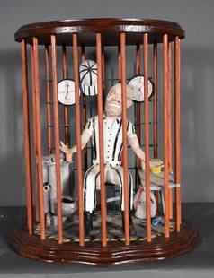 Mark Francis. Self-Portrait In My Cell.: Mark FrancisSelf-Portrait In My Cell.2002. Signed and dated.Paper mache, paint and mixed media.Excellent condition.13” h x 12” x 8.5” d.Est. $1,000-2,000. Ship: $75 Mark Francisb. 1960 Det