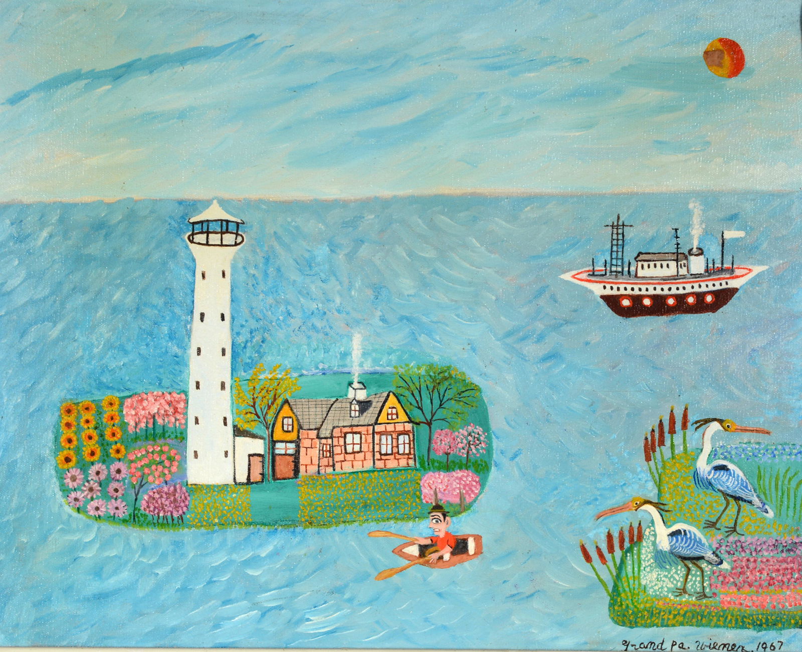 Isidor ‘Pop’ Wiener. Ocean Scene With Light House. (1 of 8)