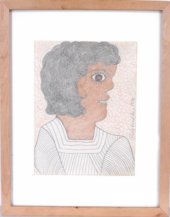 Inez Walker. Girl.: Graphite and colored pencil on paper. 1975. 9" x 12". Frame is 15" x 19". Est. $300-500. Ship: $35