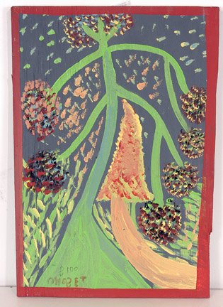 Mose Tolliver. Double-sided Painting.: Paint on wooden board. 12.5" x 15". Est. $300-500. Ship: $25