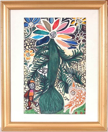 Ida May Snyder. My Flower.: Paint and marker on paper. 17.5" x 21.5" including frame. Est. $200-300. Ship: $35