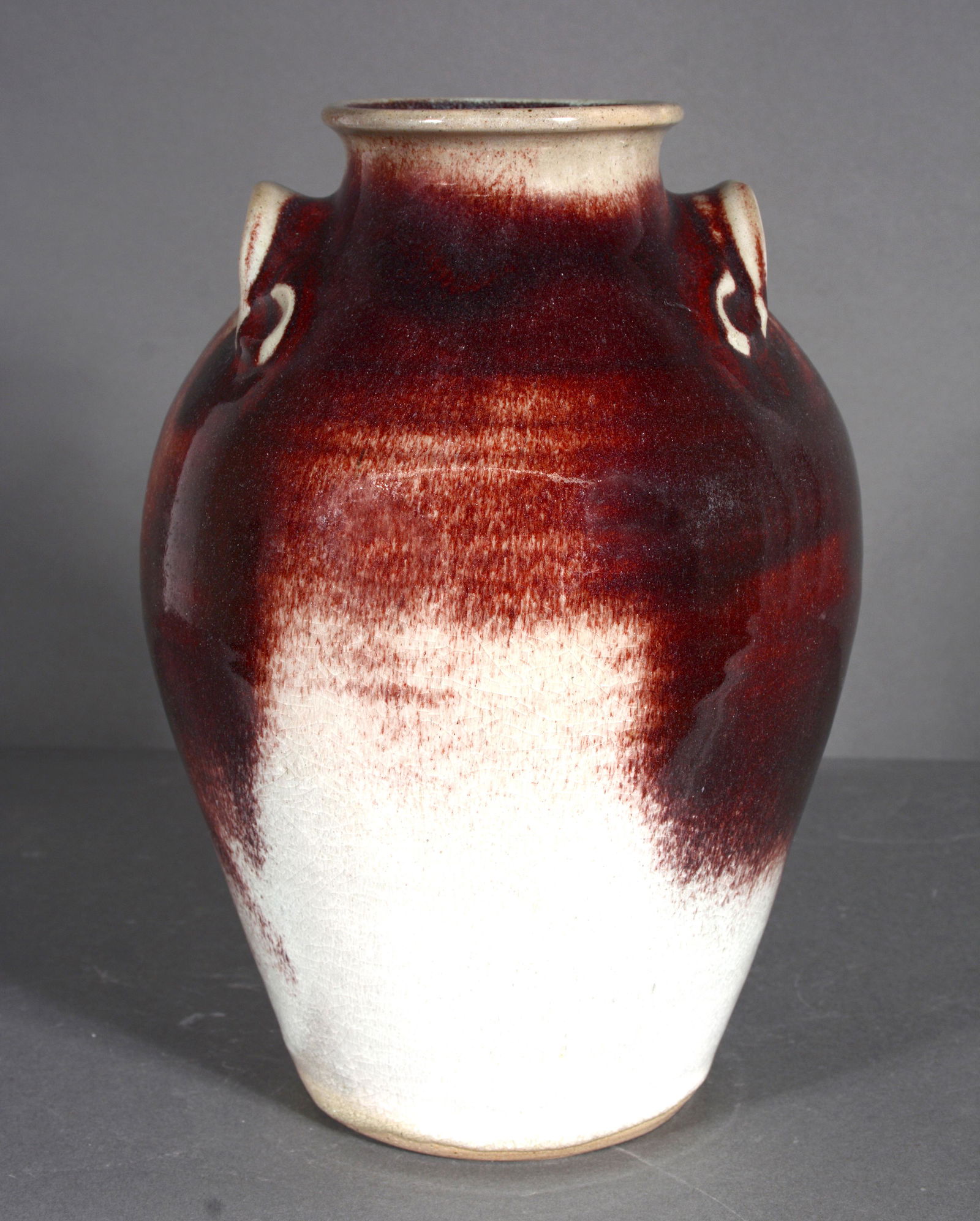 Vernon Owens. Ox Blood Red Over Cream Vase. (1 of 4)