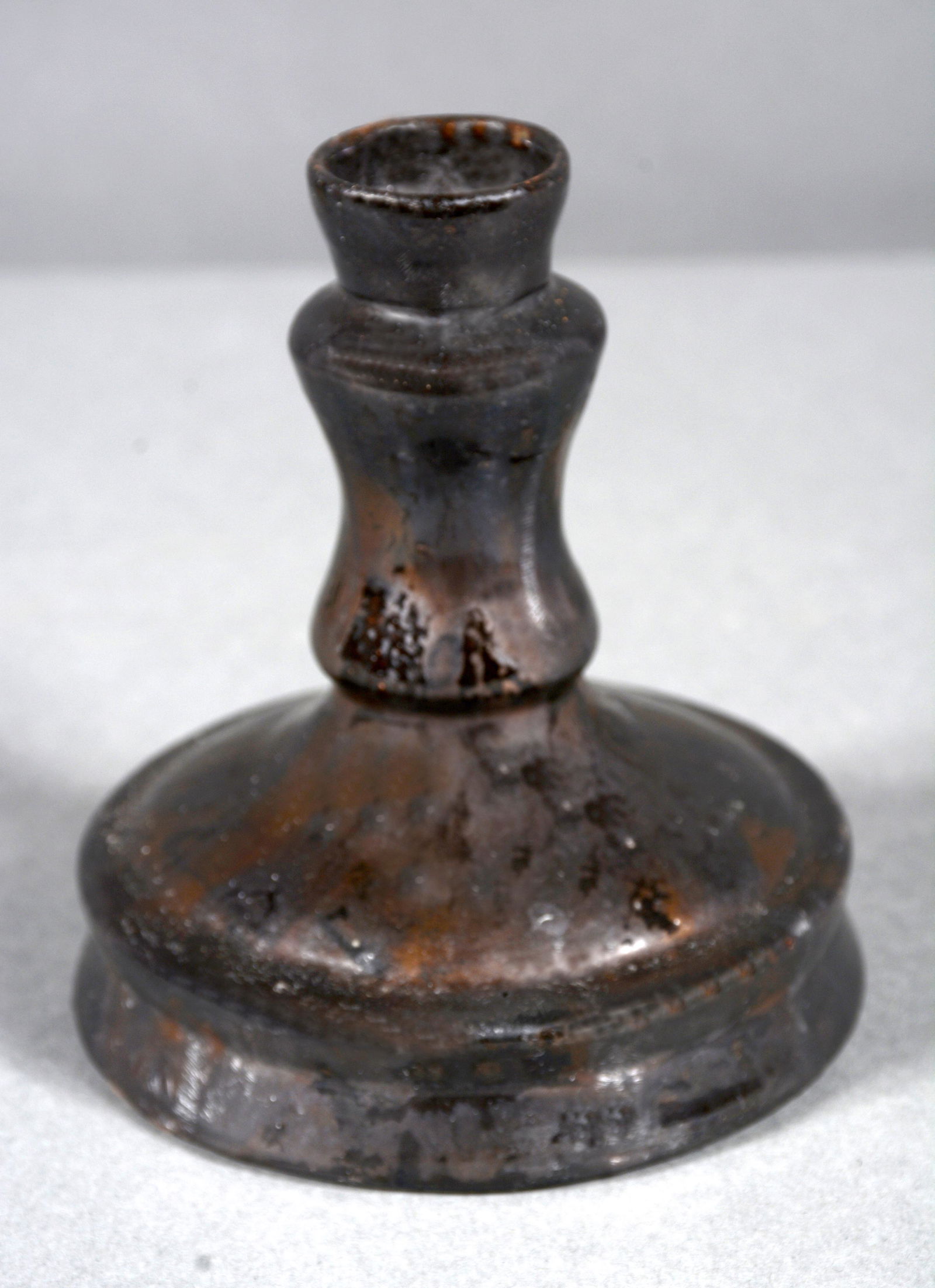 George Ohr. Dark Metallic Glaze Candlestick. (1 of 4)