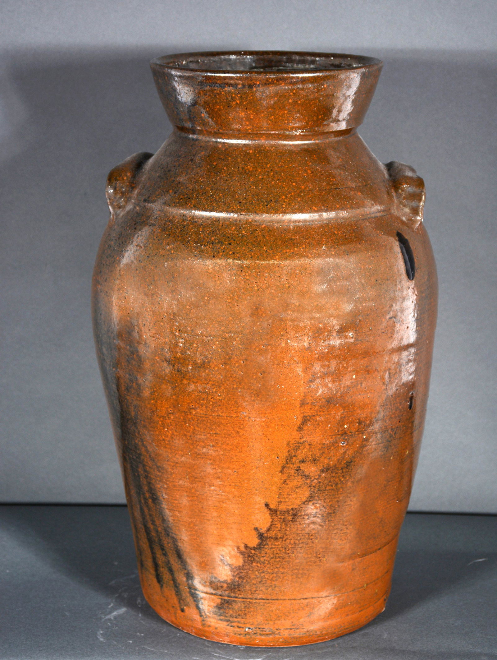 5 Gallon Churn With Albany Slip Glaze. (1 of 3)