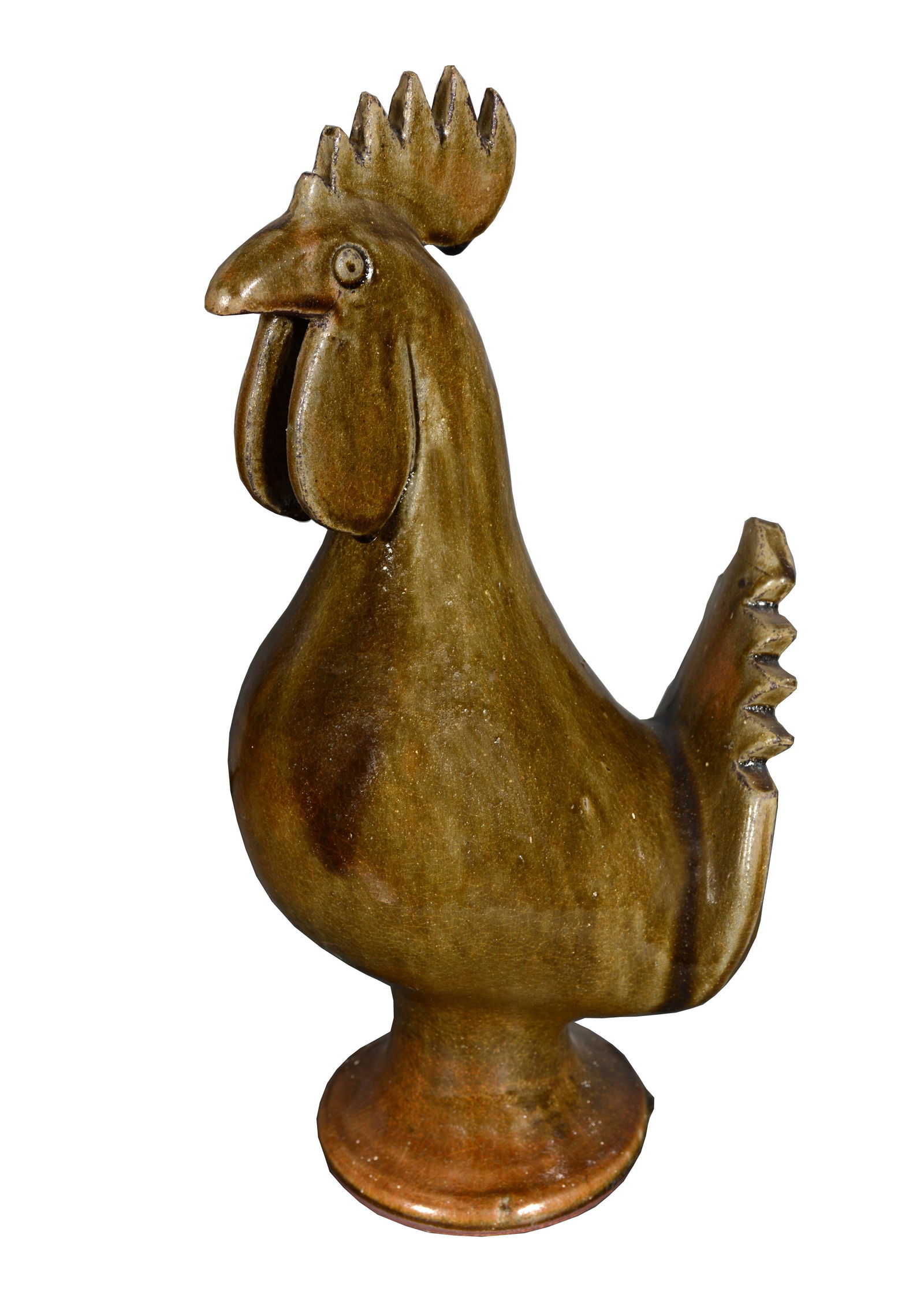 Edwin Meaders. Bull Frog Green Glazed Rooster. (1 of 5)