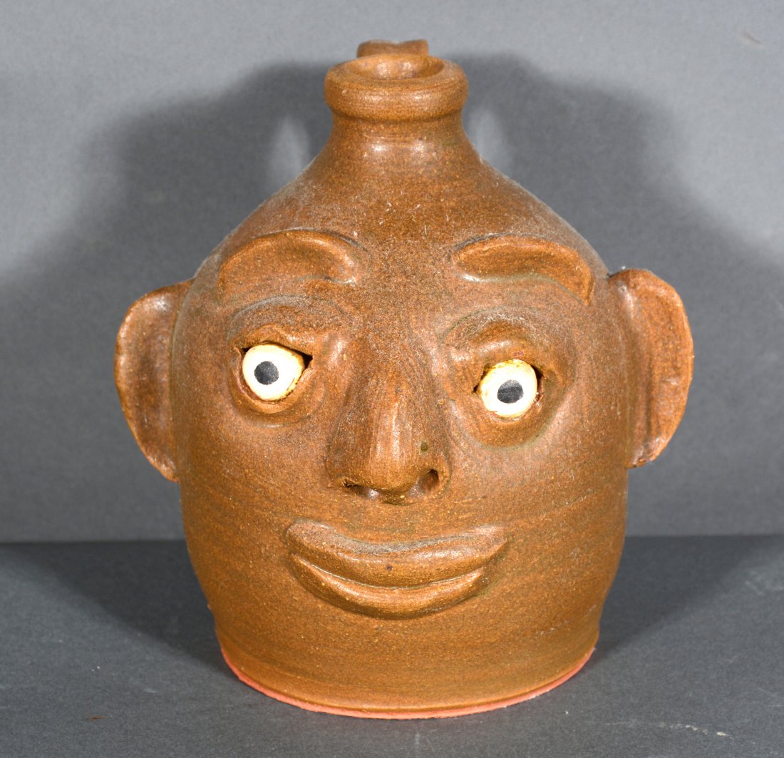 W. Meaders. Face Jug.: W. Meaders. Face Jug. Signed. Mint condition. 7.5"h. Est. $100-200. Ship: $45