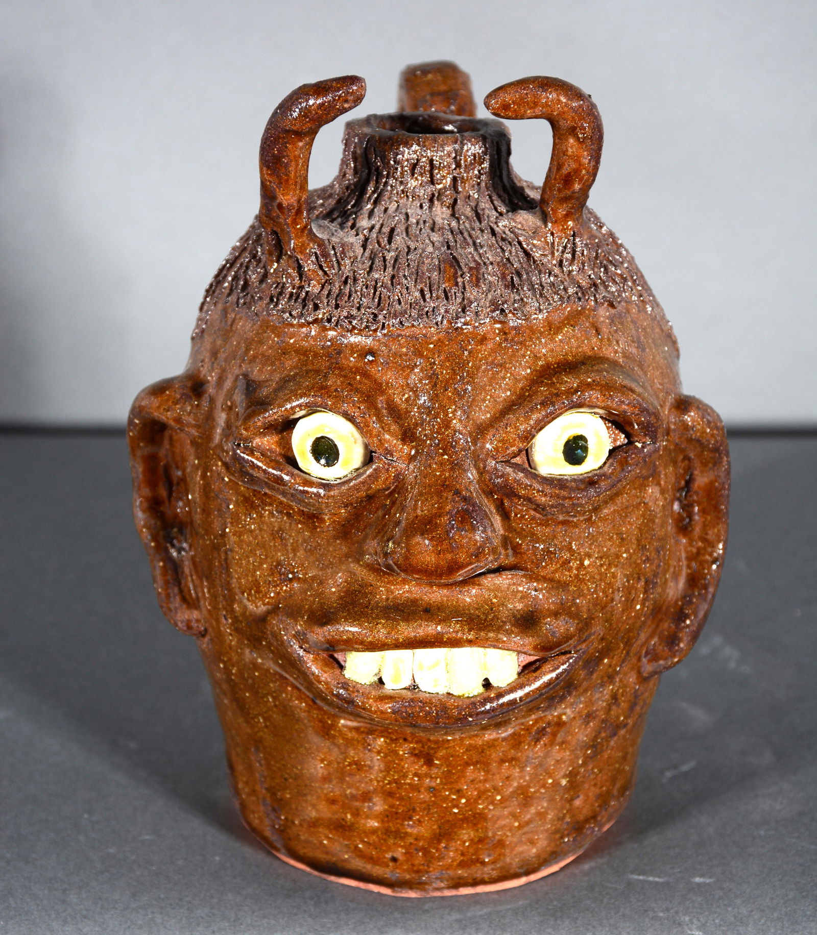 Reggie Meaders. Small Devil Face Jug. (1 of 3)