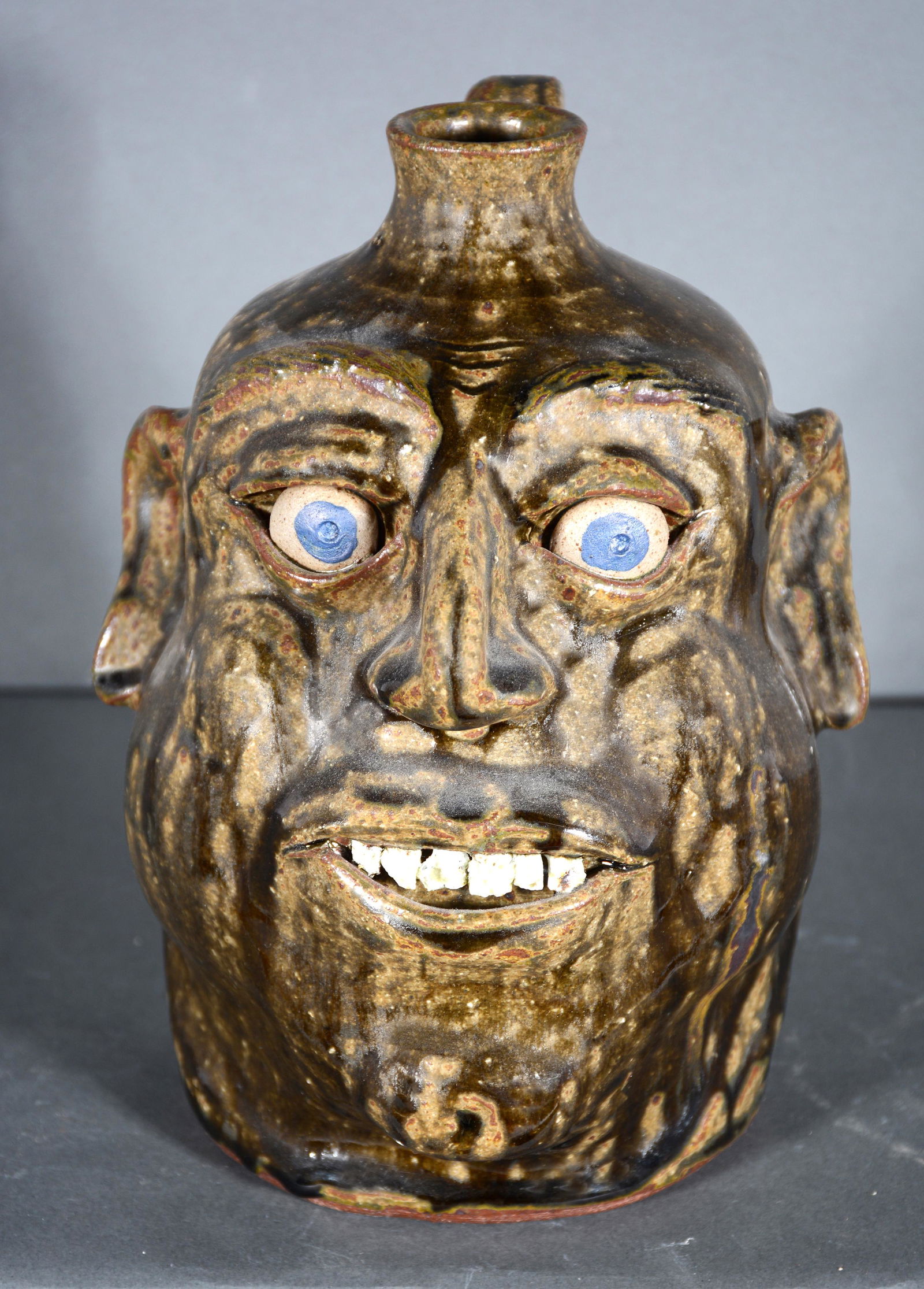 Michael Crocker. Lanier Meaders Tribute Face Jug. (1 of 3)