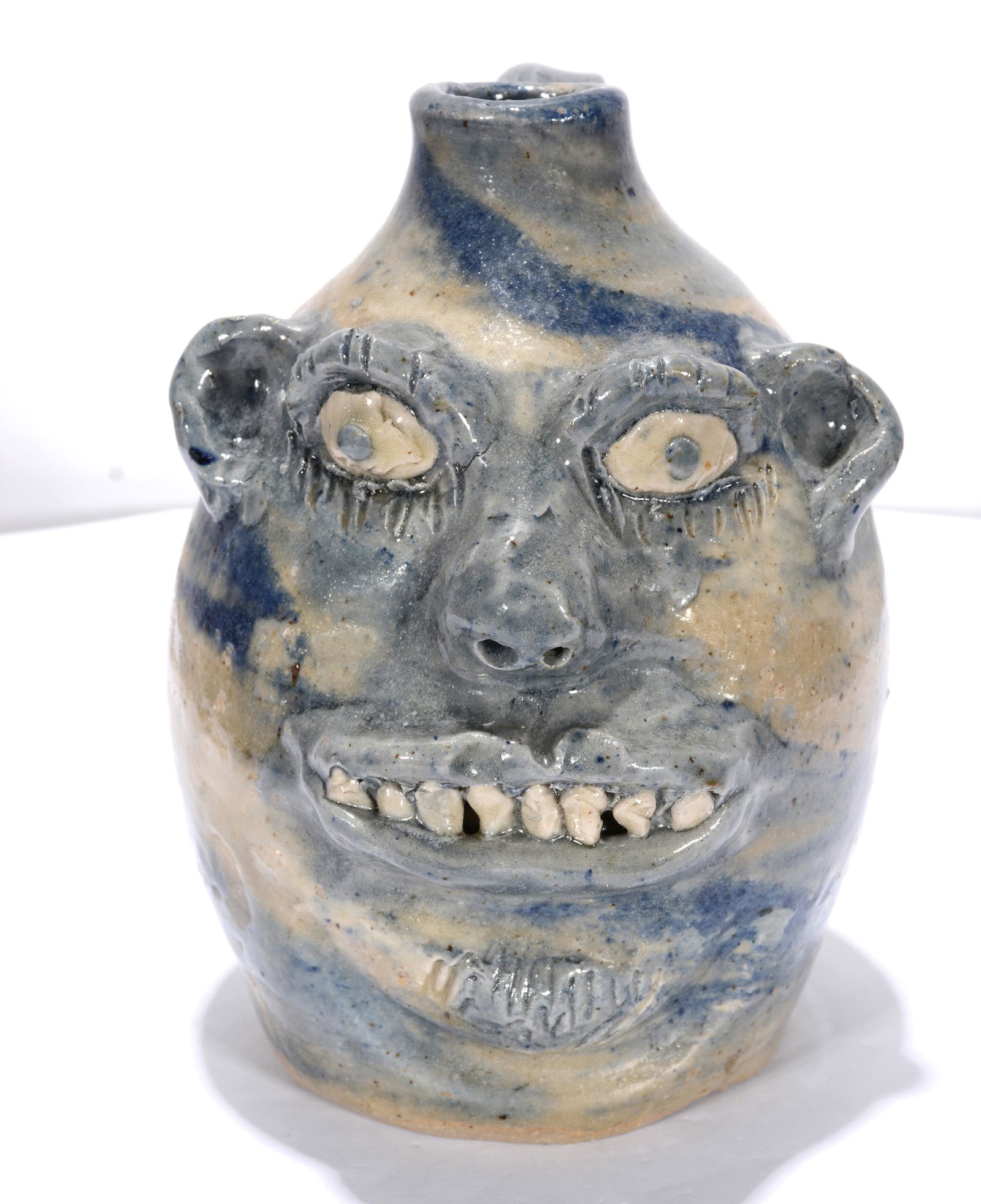 Marie Rogers. Two Color Swirl Face Jug. (1 of 4)