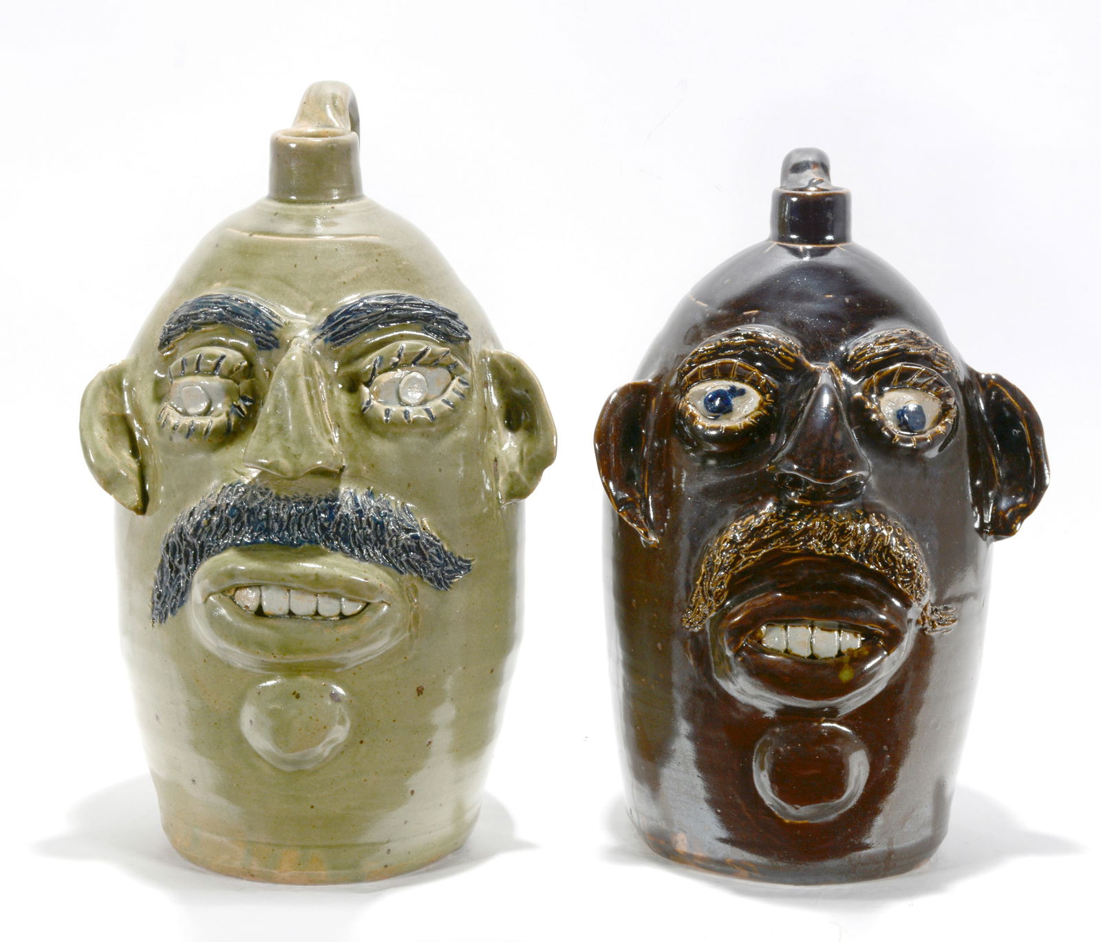 Jerry Brown. Four Gallon Face Jugs. (1 of 3)
