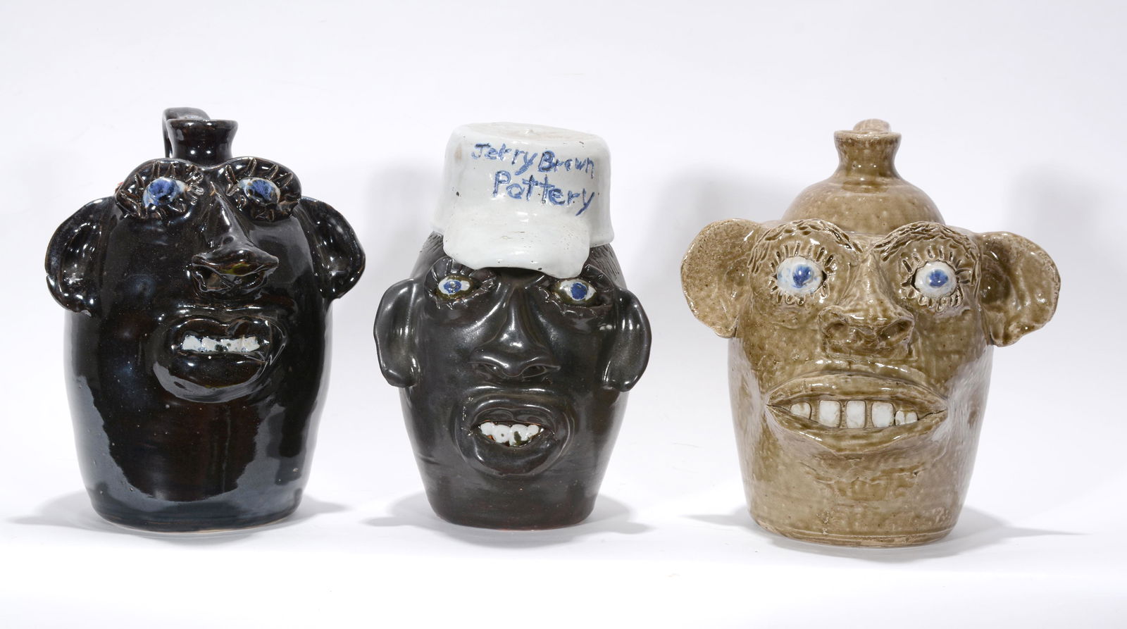 Jerry Brown. Three Face Jugs. (1 of 2)